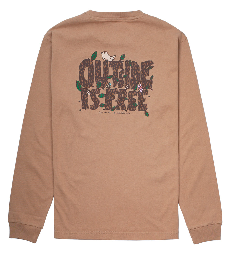 OUTSIDE IS FREE LONGSLEEVE TAUPE
