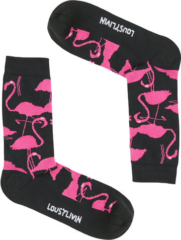 CALCETINES LOUSY LIVIN FLAMINGOS NEGRO